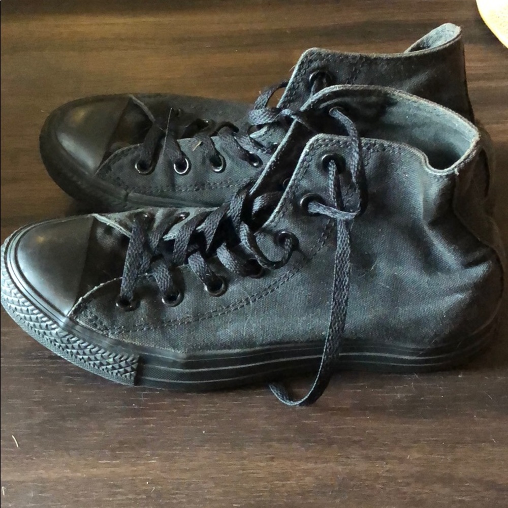 All black high top converse